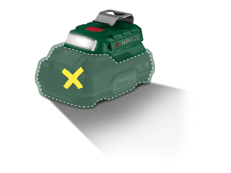 PARKSIDE® Adaptateur de batterie USB avec éclairage LED PAA 20 Li-B3. 20 V