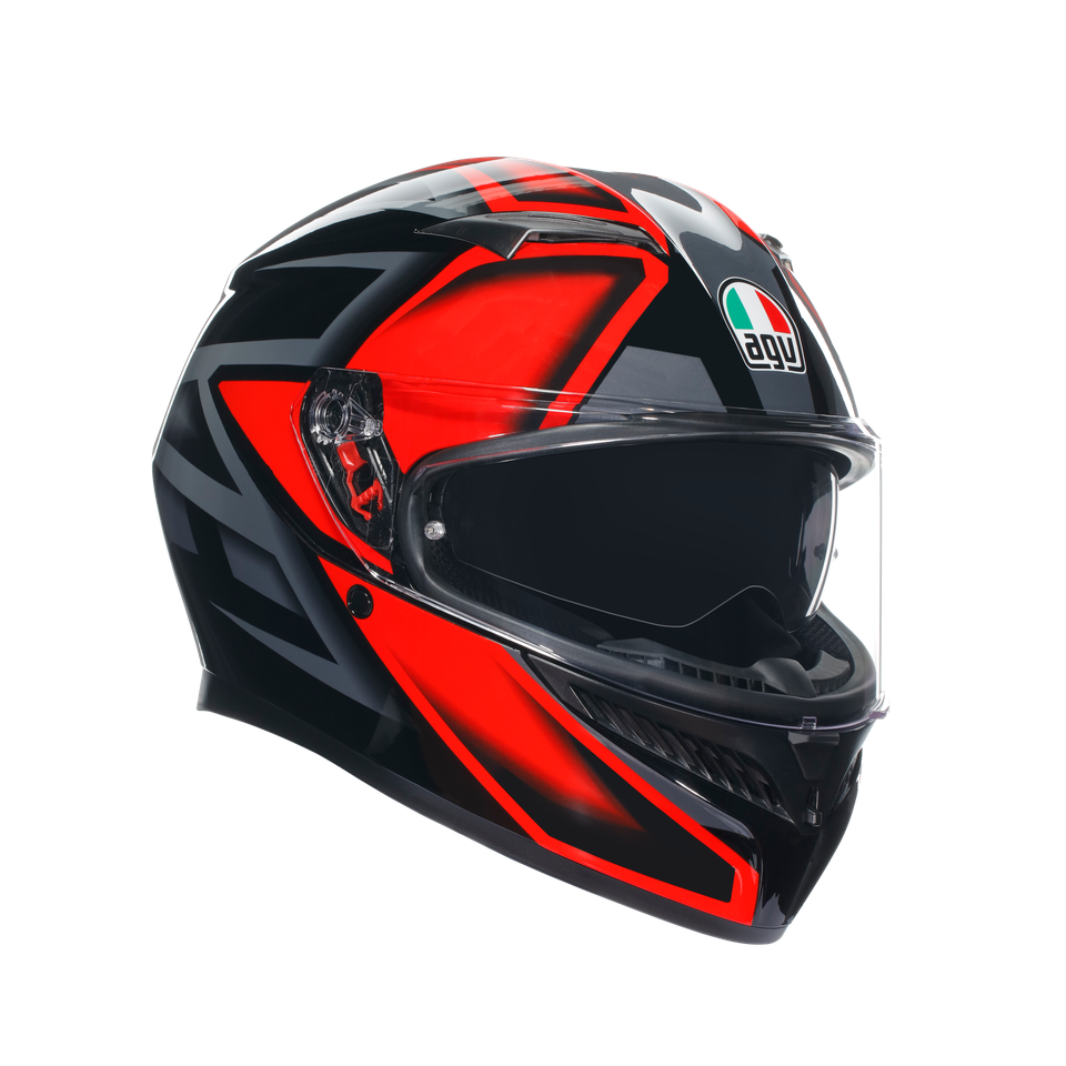 K3 COMPOUND BLACK/RED - MOTORBIKE FULL FACE HELMET E2206
