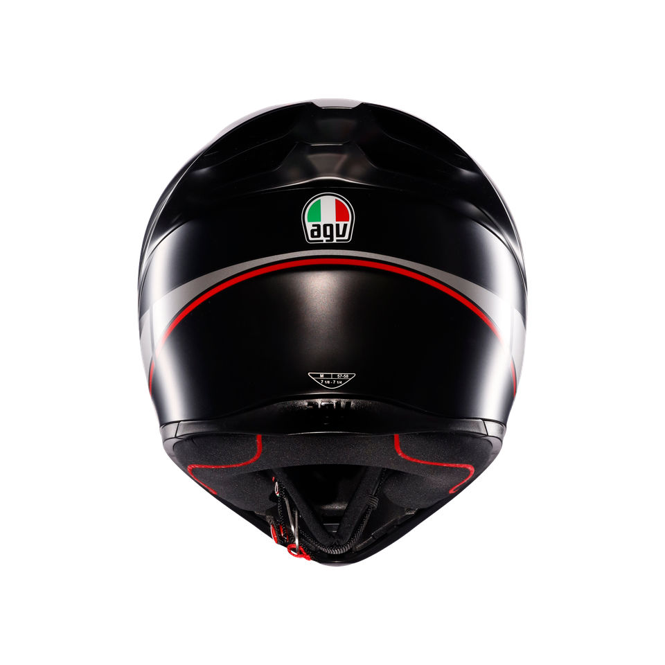 K1 S LAP MATT BLACK/GREY/RED - MOTORBIKE FULL FACE HELMET E2206