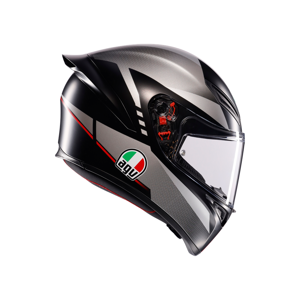 K1 S LAP MATT BLACK/GREY/RED - MOTORBIKE FULL FACE HELMET E2206