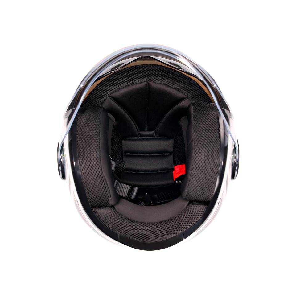 ETERES GHEPARD MATT WHITE/BLACK/GREEN - MOTORBIKE OPEN FACE HELMET E2206