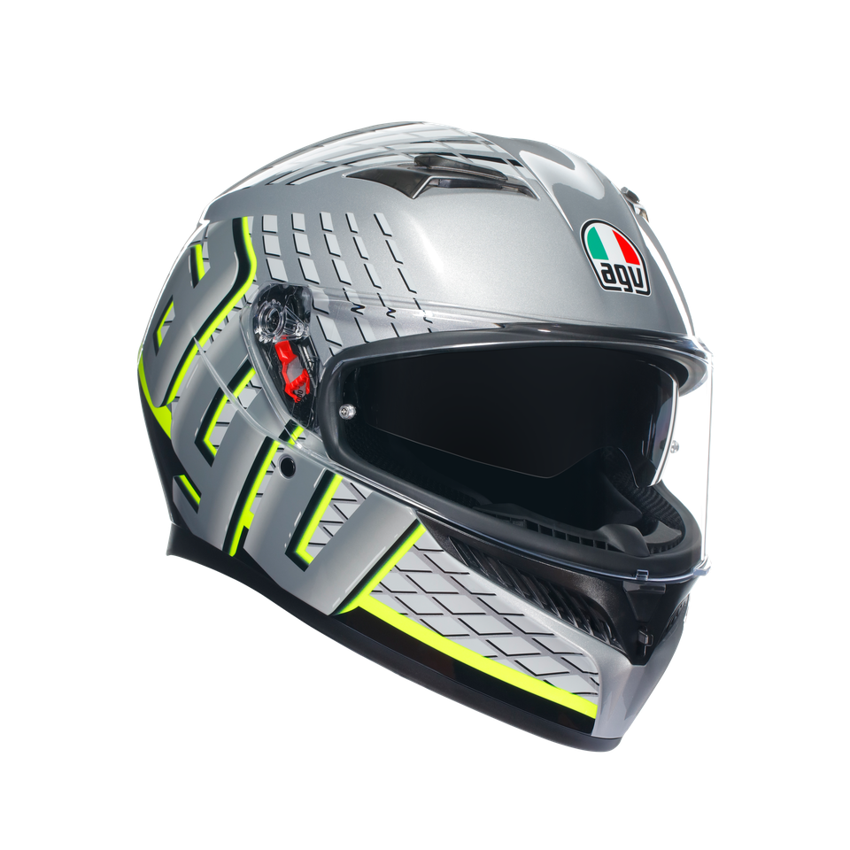 K3 FORTIFY GREY/BLACK/YELLOW FLUO - MOTORBIKE FULL FACE HELMET E2206