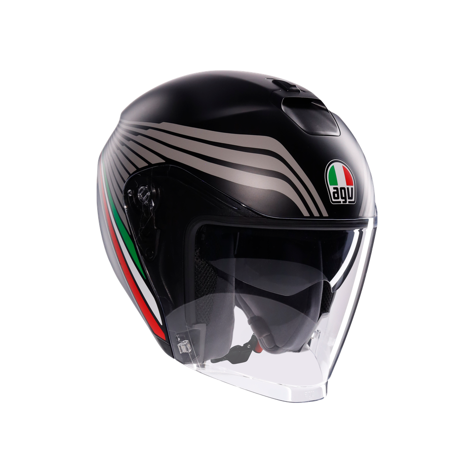 IRIDES BOLOGNA MATT BLACK/TRICOLORE - MOTORBIKE OPEN FACE HELMET E2206