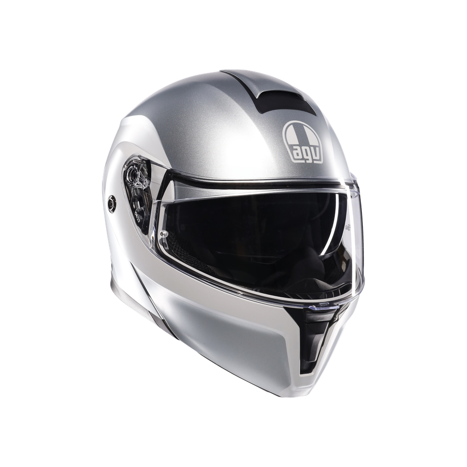 STREETMODULAR LEVICO MATT DOUBLE LIGHT GREY - MOTORBIKE FLIP UP HELMET E2206