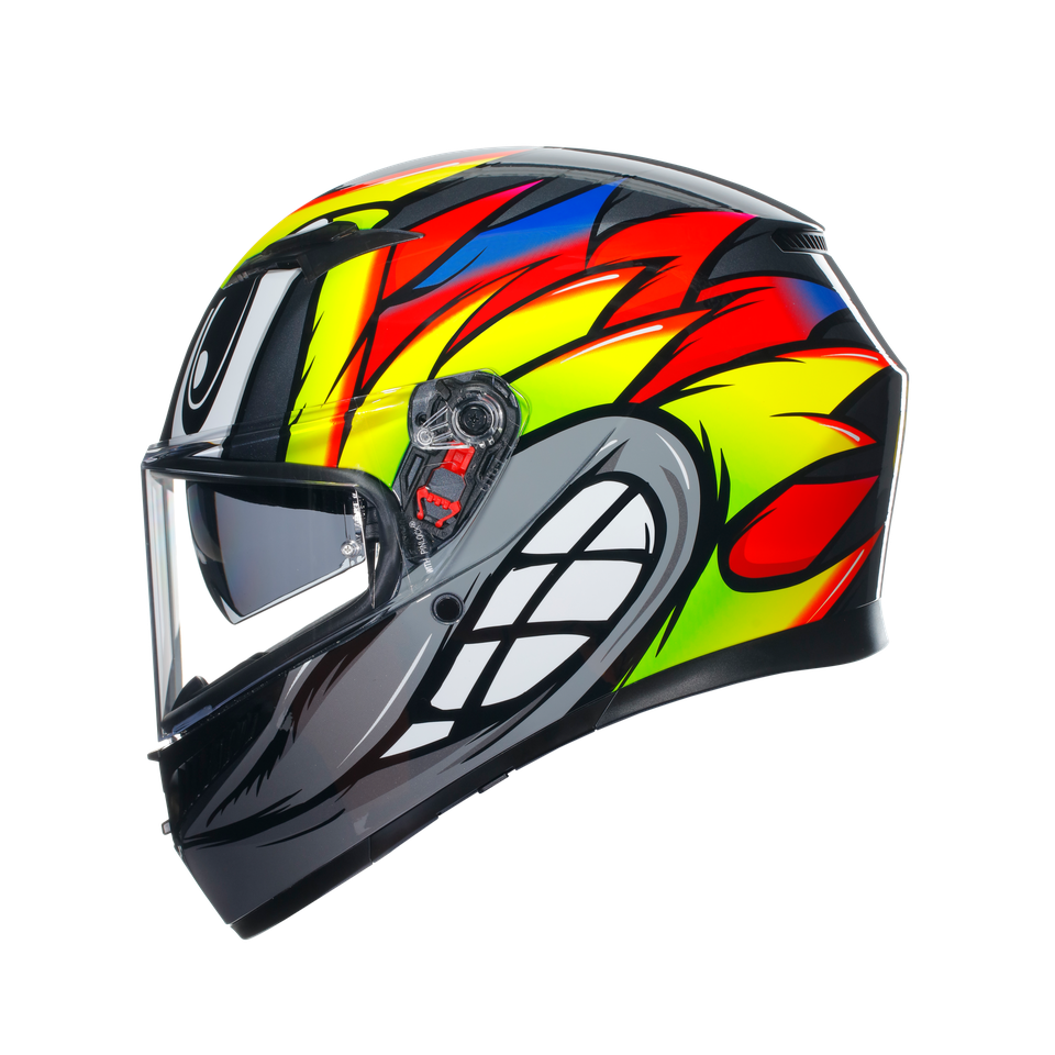 K3 BIRDY 2.0 GREY/YELLOW/RED - MOTORBIKE FULL FACE HELMET E2206