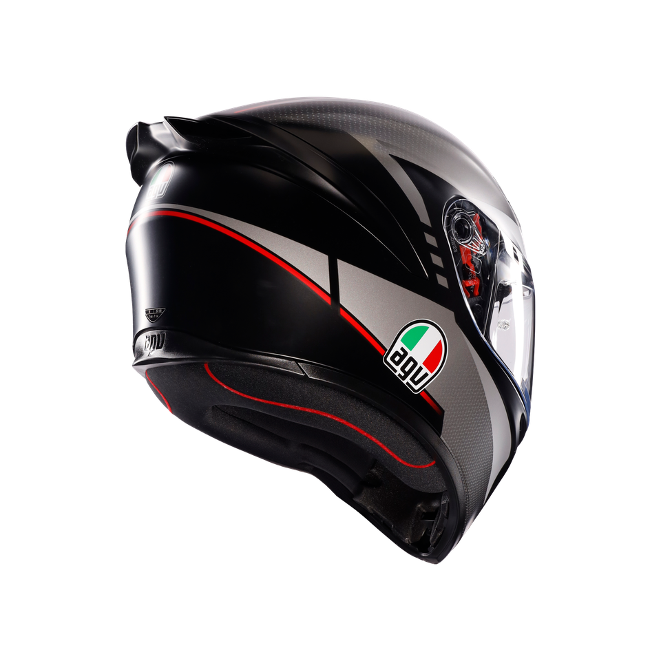 K1 S LAP MATT BLACK/GREY/RED - MOTORBIKE FULL FACE HELMET E2206