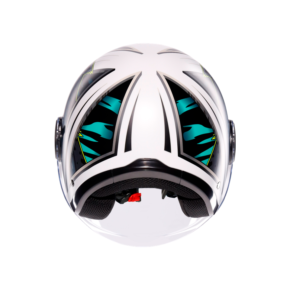 ETERES GHEPARD MATT WHITE/BLACK/GREEN - MOTORBIKE OPEN FACE HELMET E2206