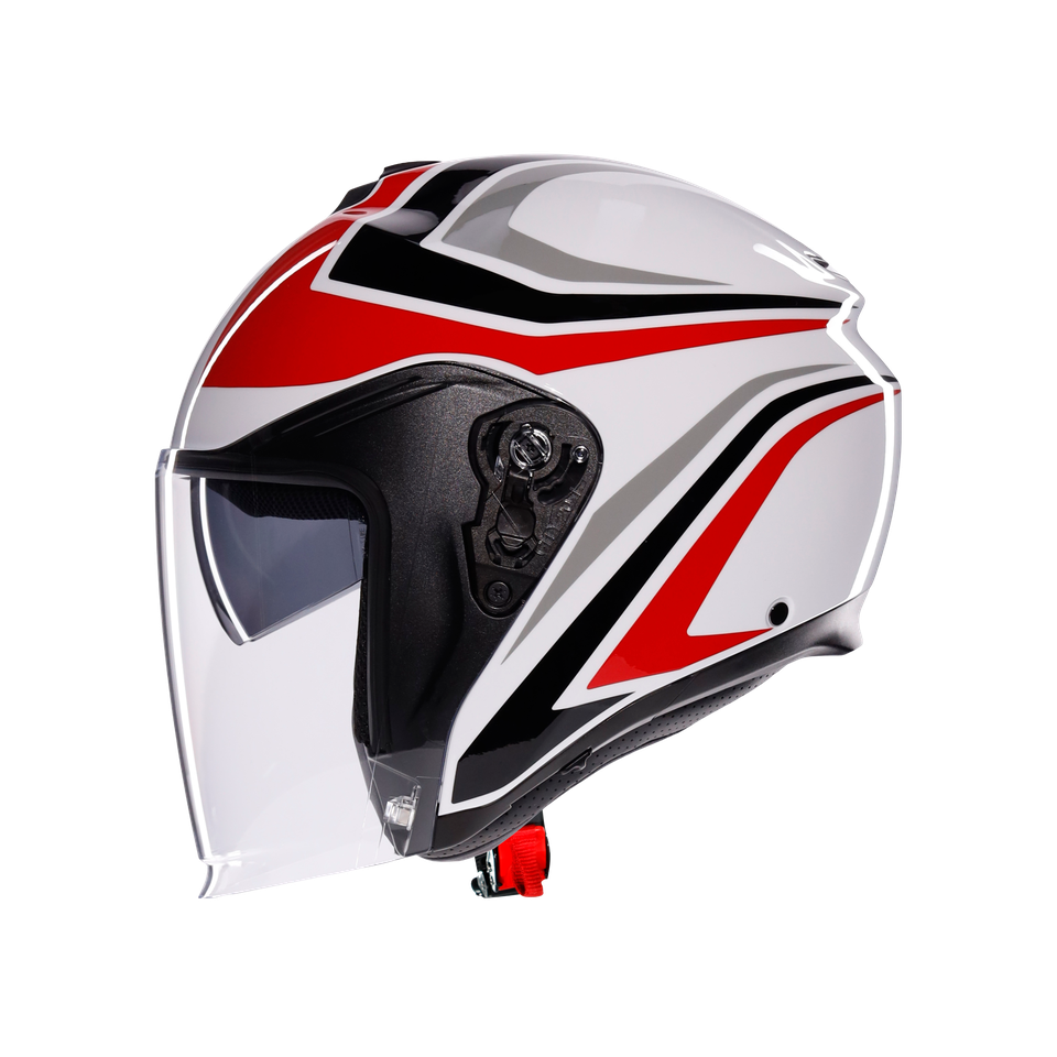IRIDES TOLOSA BLACK/GREY/RED - MOTORBIKE OPEN FACE HELMET E2206