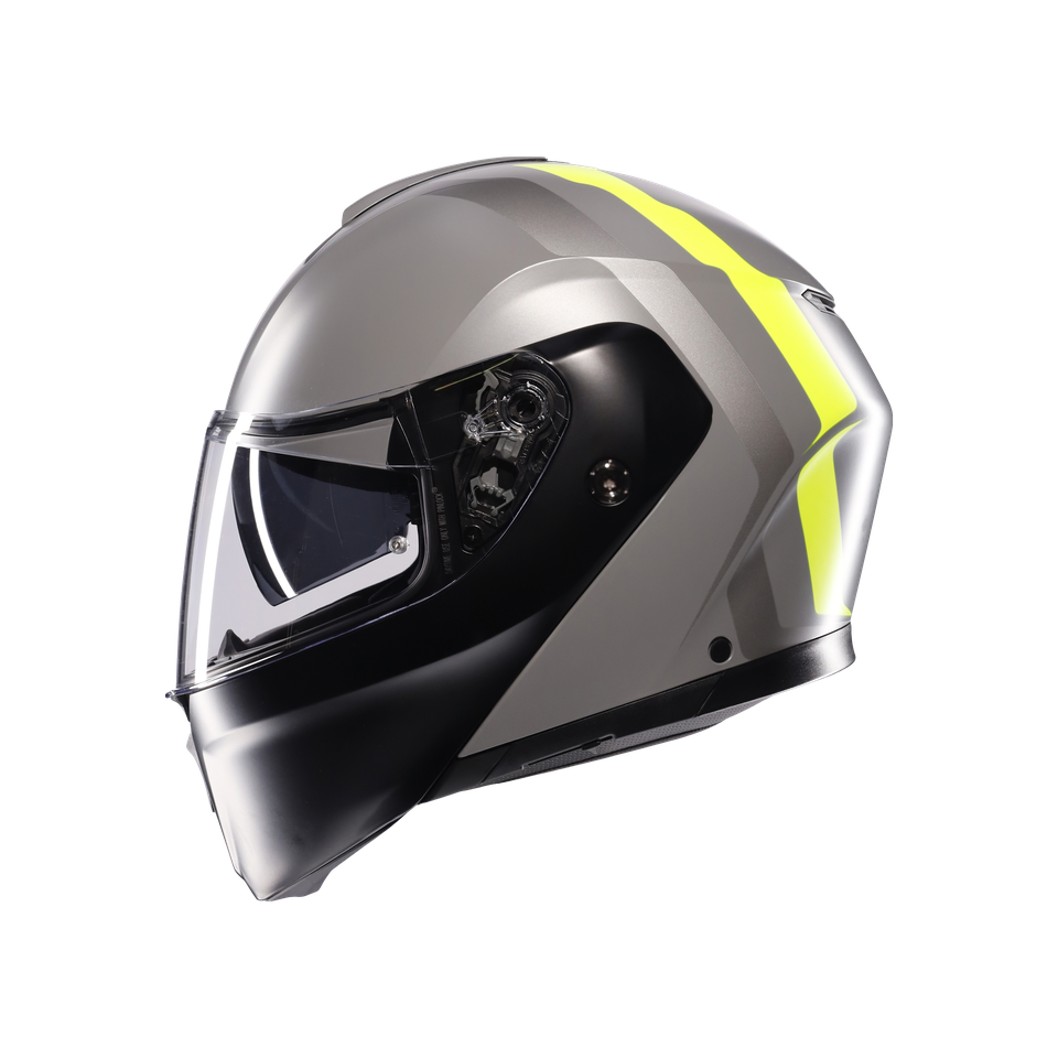 STREETMODULAR RESIA MATT GREY/BLACK/YEL FLUO - MOTORBIKE FLIP UP HELMET E2206