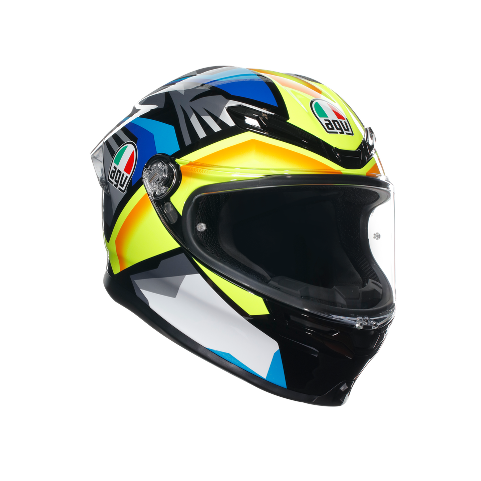K6 S JOAN BLACK/BLUE/YELLOW - MOTORBIKE FULL FACE HELMET E2206