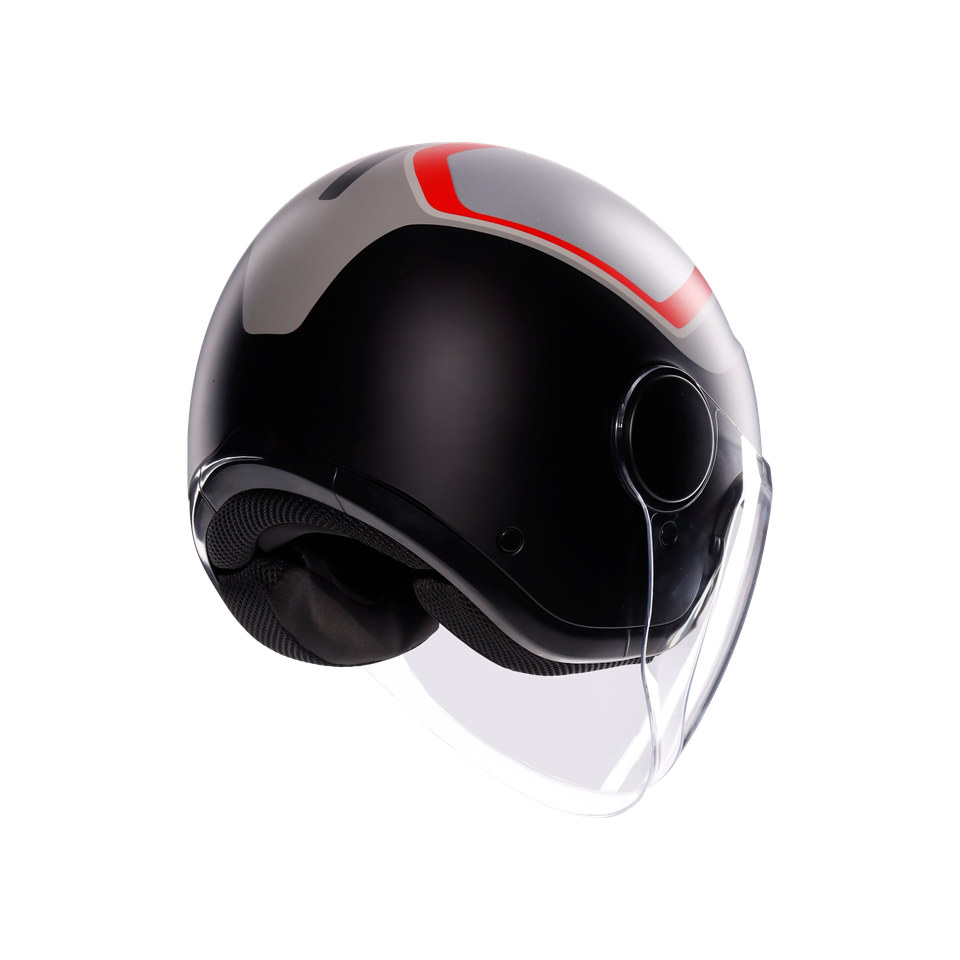 ETERES SCAGLIERI MATT GREY/RED - MOTORBIKE OPEN FACE HELMET E2206
