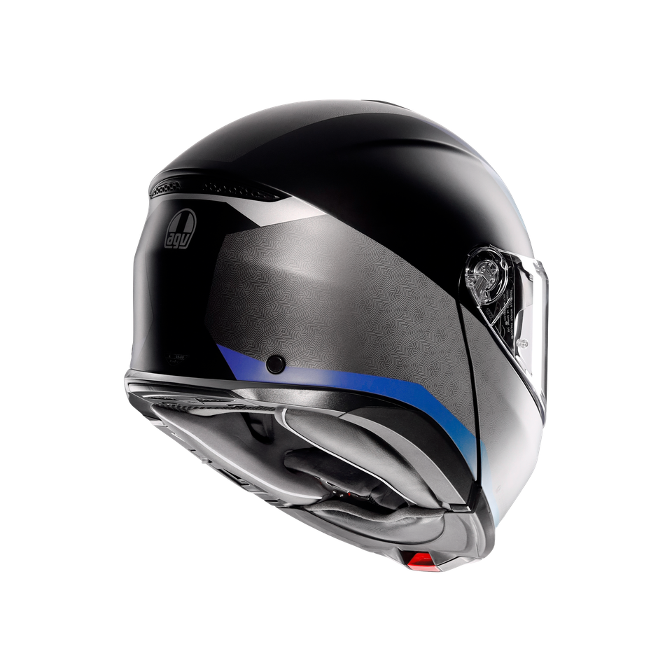 TOURMODULAR STRAY MATT BLACK/GREY/BLUE - MOTORBIKE FLIP UP HELMET E2206