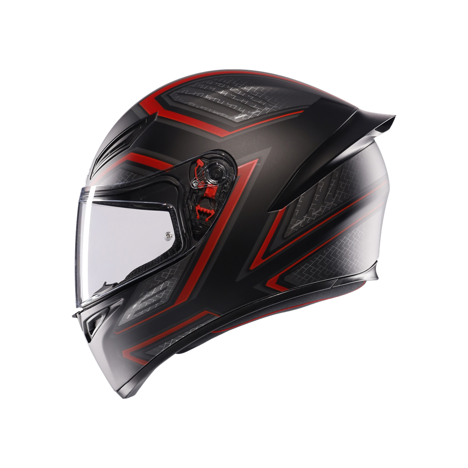 K1 S SLING MATT BLACK/RED - MOTORBIKE FULL FACE HELMET E2206