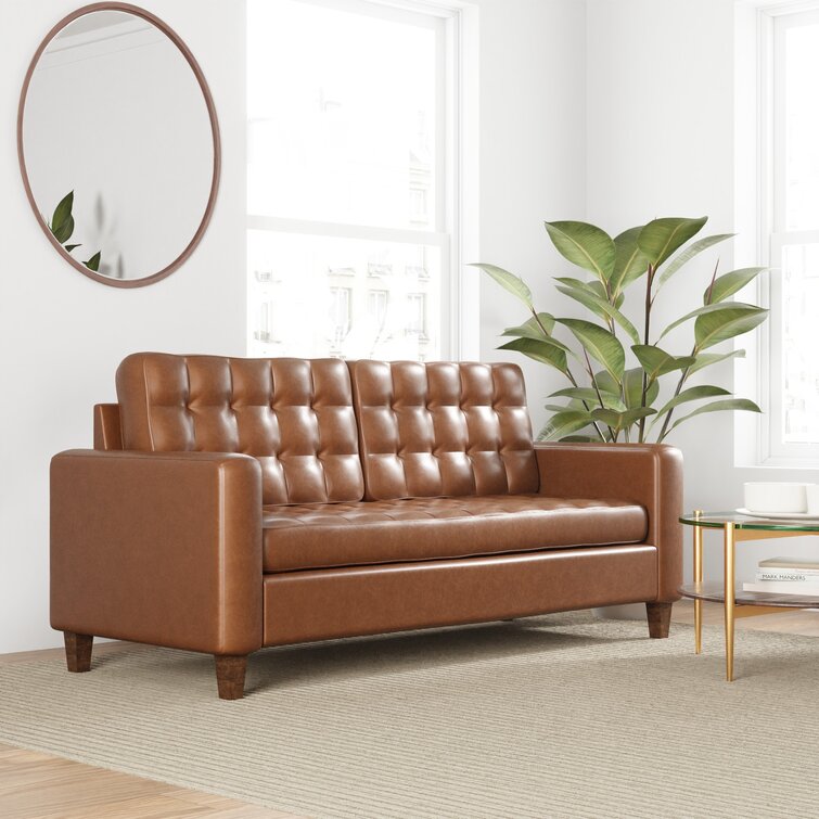 Milton 76” Vegan Leather Square Arm Sofa