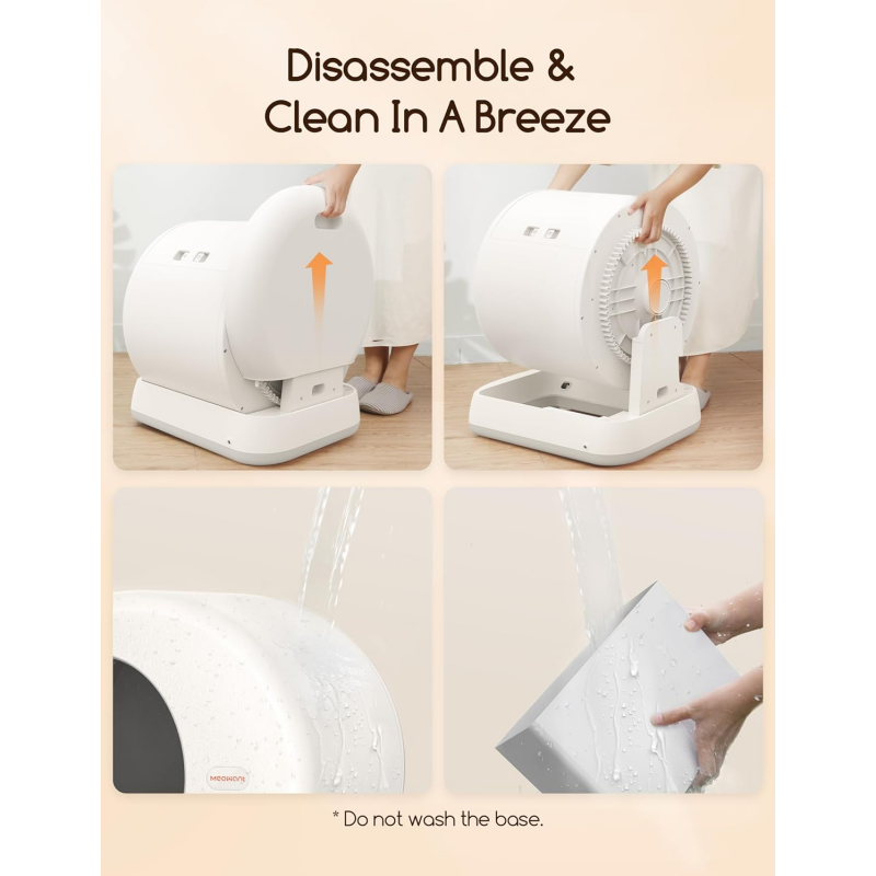 MeoWant Self-Cleaning Cat Litter Box, Integrated Safety Protection Automatic Cat Litter Box for Multi Cats, Extra Large/Odor Removal/APP Control Smart Cat Litter Box with Mat & Liner