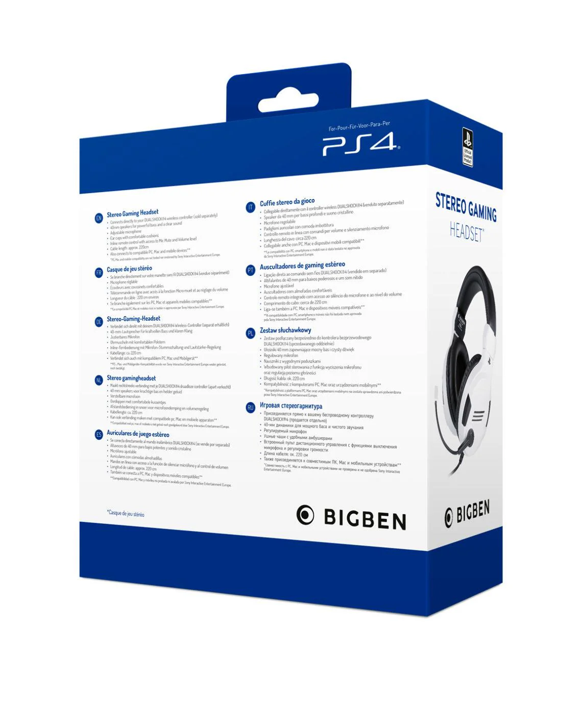 Playstation 4 HW Bigben Stereo Gaming Headset v3 (White)