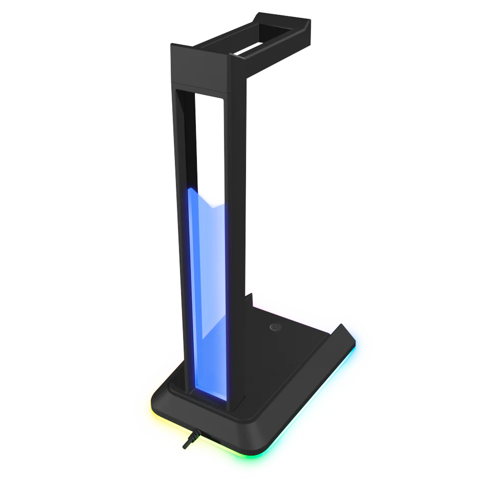 Speedlink - EXCELLO Illuminated Headset Stand. 3-Port USB 2.0 Hub. integrated Soundcard. black
