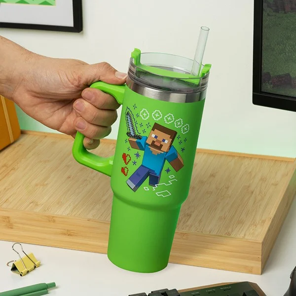 Minecraft Grøn 900ml Multiway Rejse kop med sugerør