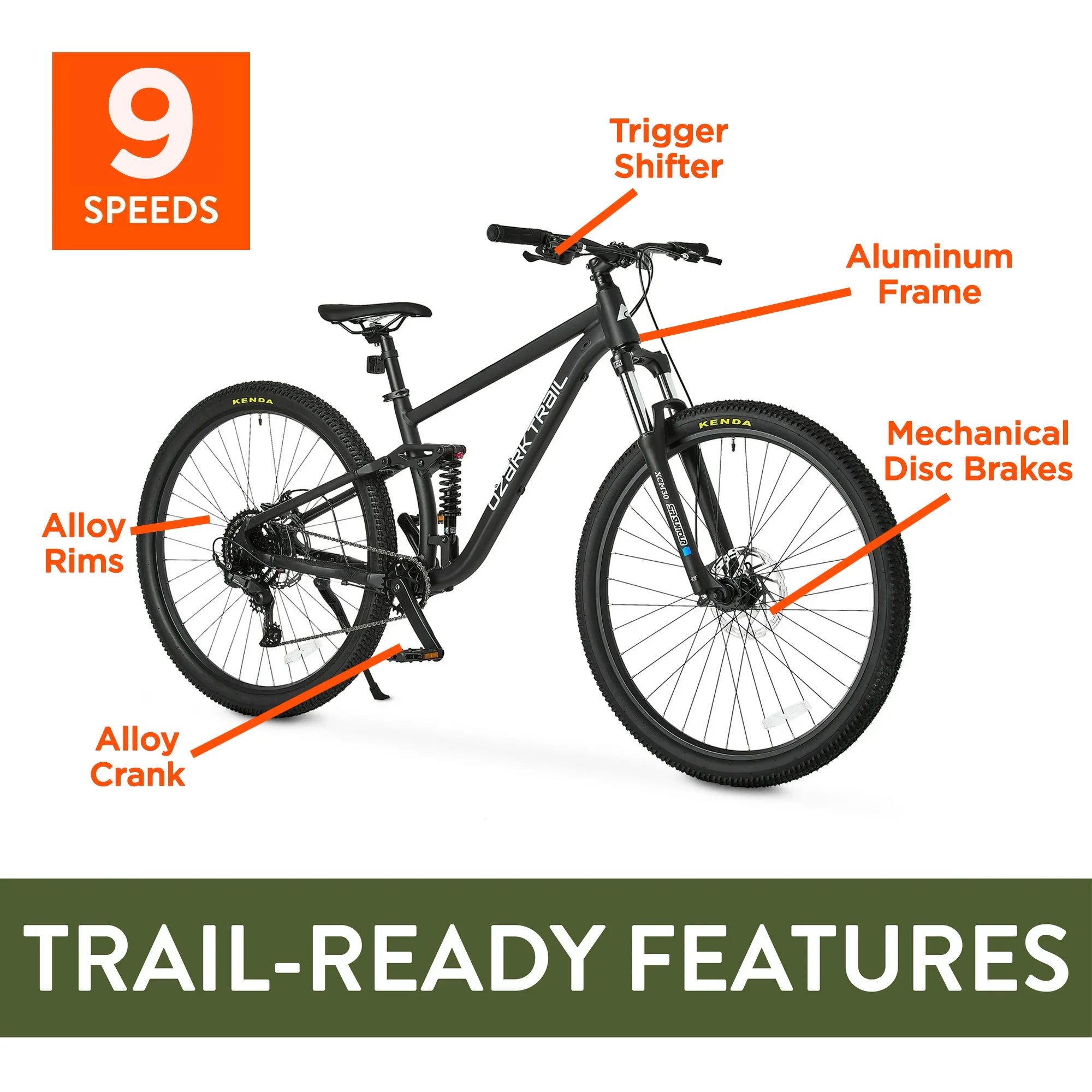 Ozark Trail FS.2 Slalom Full Suspension Mountain Bike, 29
