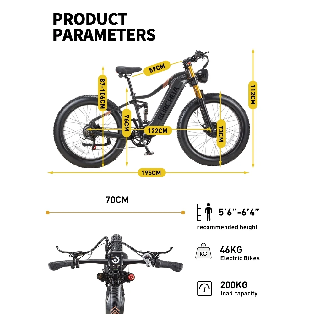 Dual Motors AWD 2000W Electric Bike for Adult 26'', UL2849 48V 60AH Removable Battery E-mountain bike 4'' Fat Tire up to 35MPH&200Miles Long Range Off Road Ebike Beach Dual Hydraulic&Brakes E-Bicycle