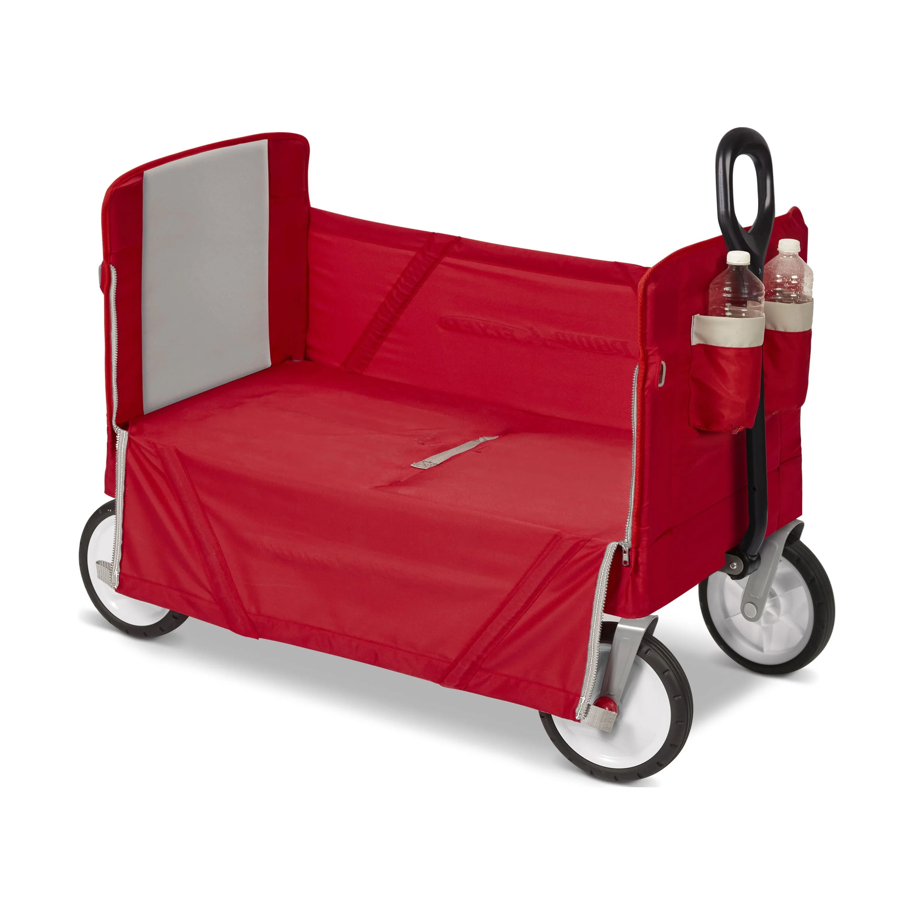 Radio Flyer, 3-in-1 EZ Fold Wagon, Padded Seat with Seat Belts, Red