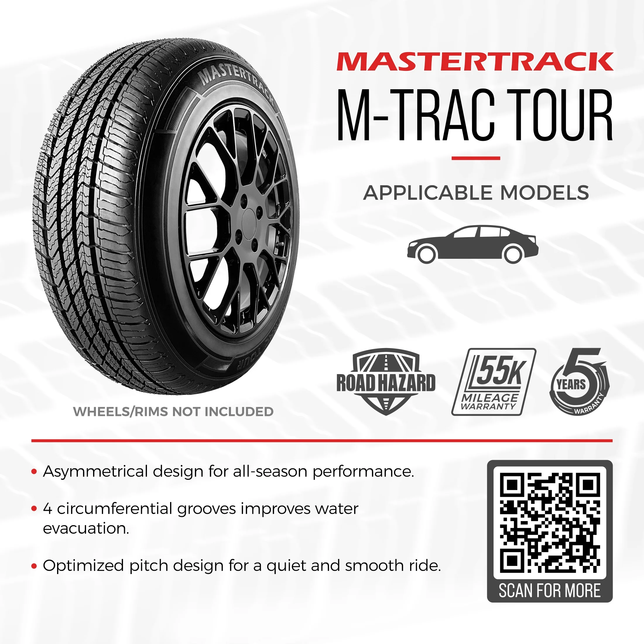 Mastertrack M-TRAC TOUR 215/55R16 93H All Season High Performance Passenger Tire 215/55/16 (Tire Only)