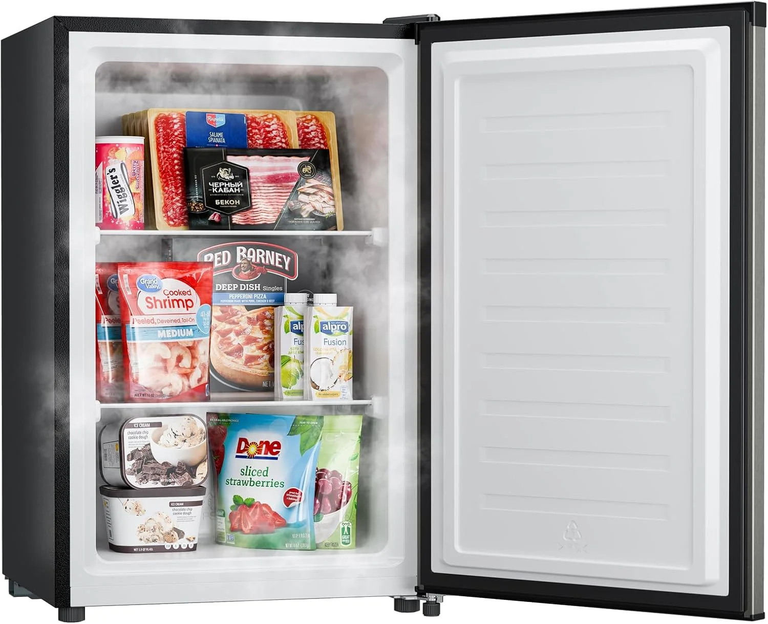 Upstreman 3.0 Cu.ft Compact Upright Freezer, Freestanding Mini Freezer Stainless Steel Single Door Stand Up Freezer with Reversible Door, UP30 White