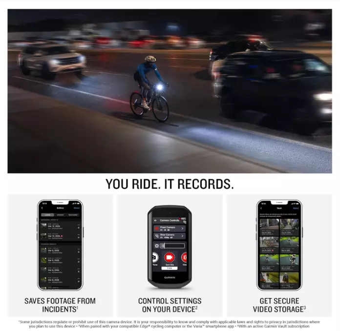 Garmin Varia Vue, Cycling Headlight and 4k Camera, Light Intensity up to 600 Lumens, Crystal-Clear Video Recording, Incident Detection while Cycling
