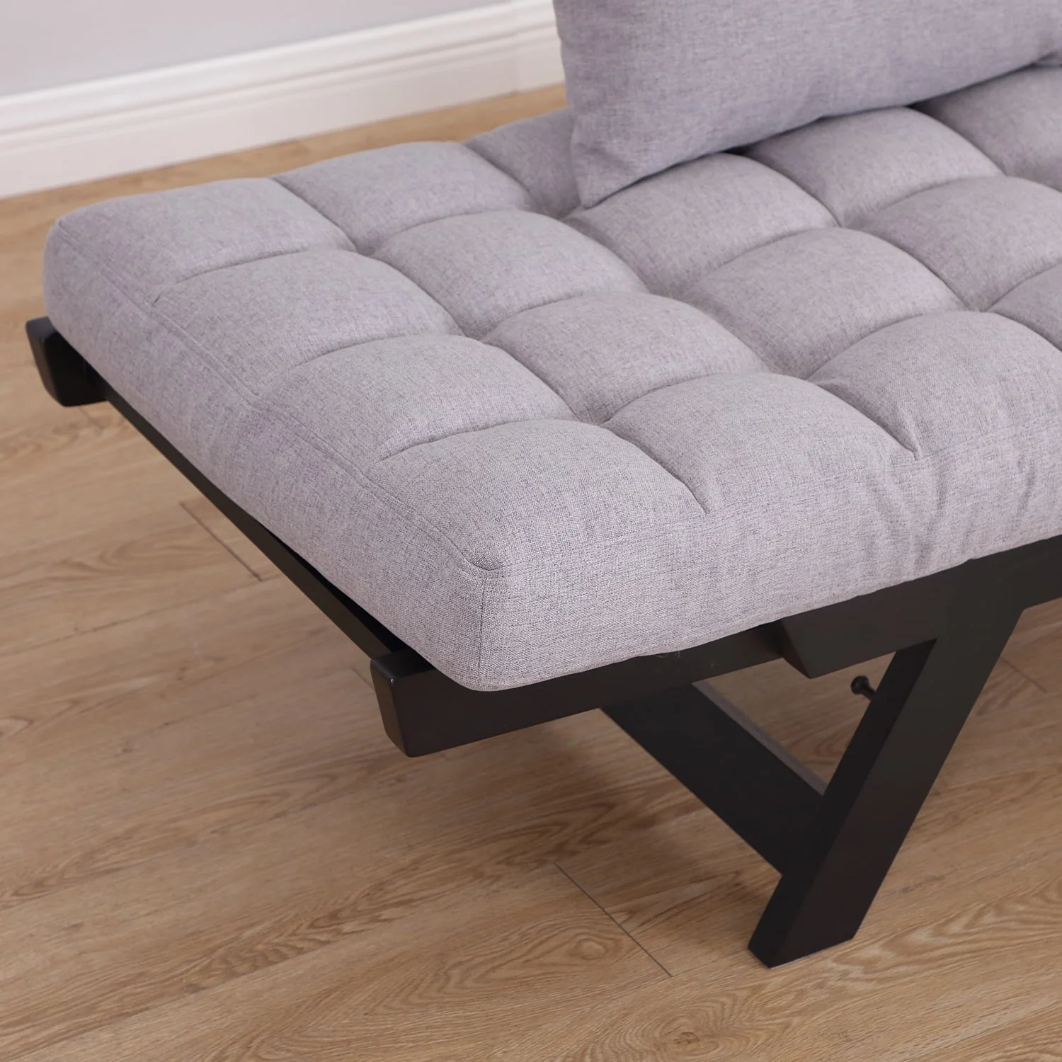 Homcom Single Person 3 Position Convertible Couch Chaise Lounger Sofa Bed, Light Grey