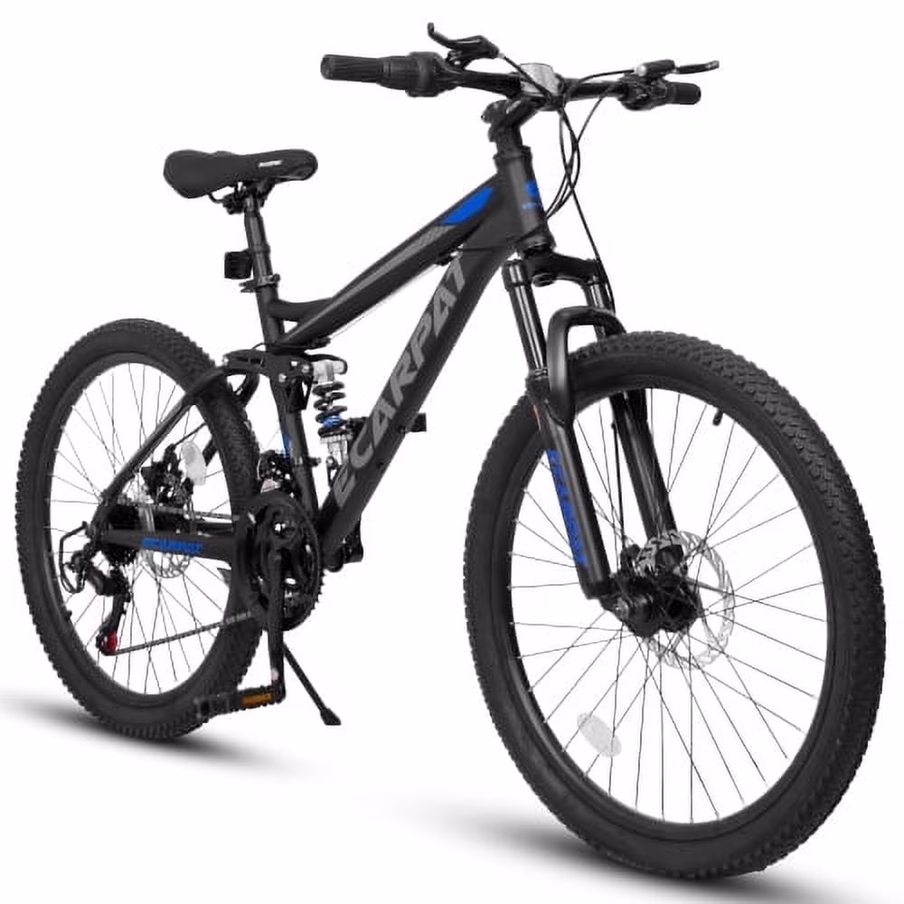 Raistyw 24 inch Mountain Bike, Shimano 21 Speeds Mountain Bicycle for Adult with Disc Brakes, Carbon Steel Frame Bicycles for 15+ Yeas Old ,Blue