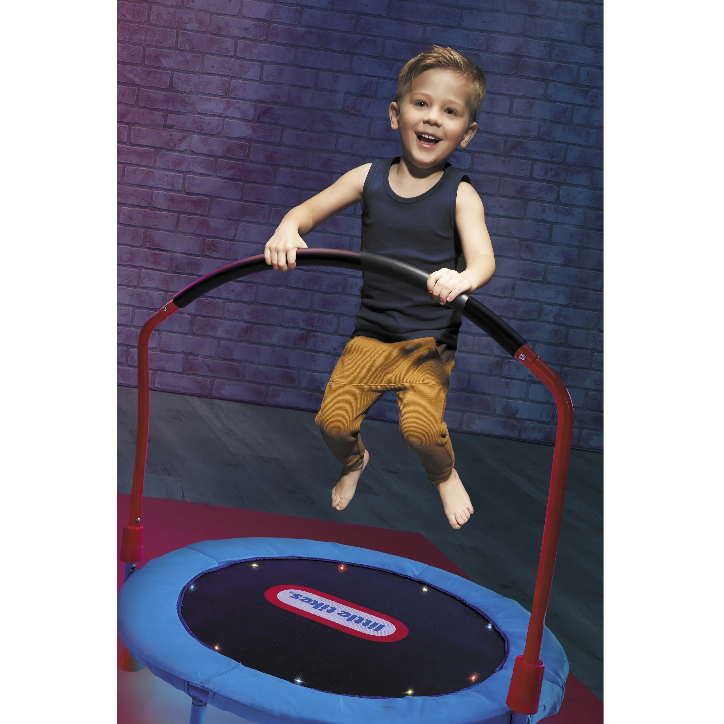 Little Tikes Light Up Easy Store 3-Foot Trampoline, with Hand Rail, Blue