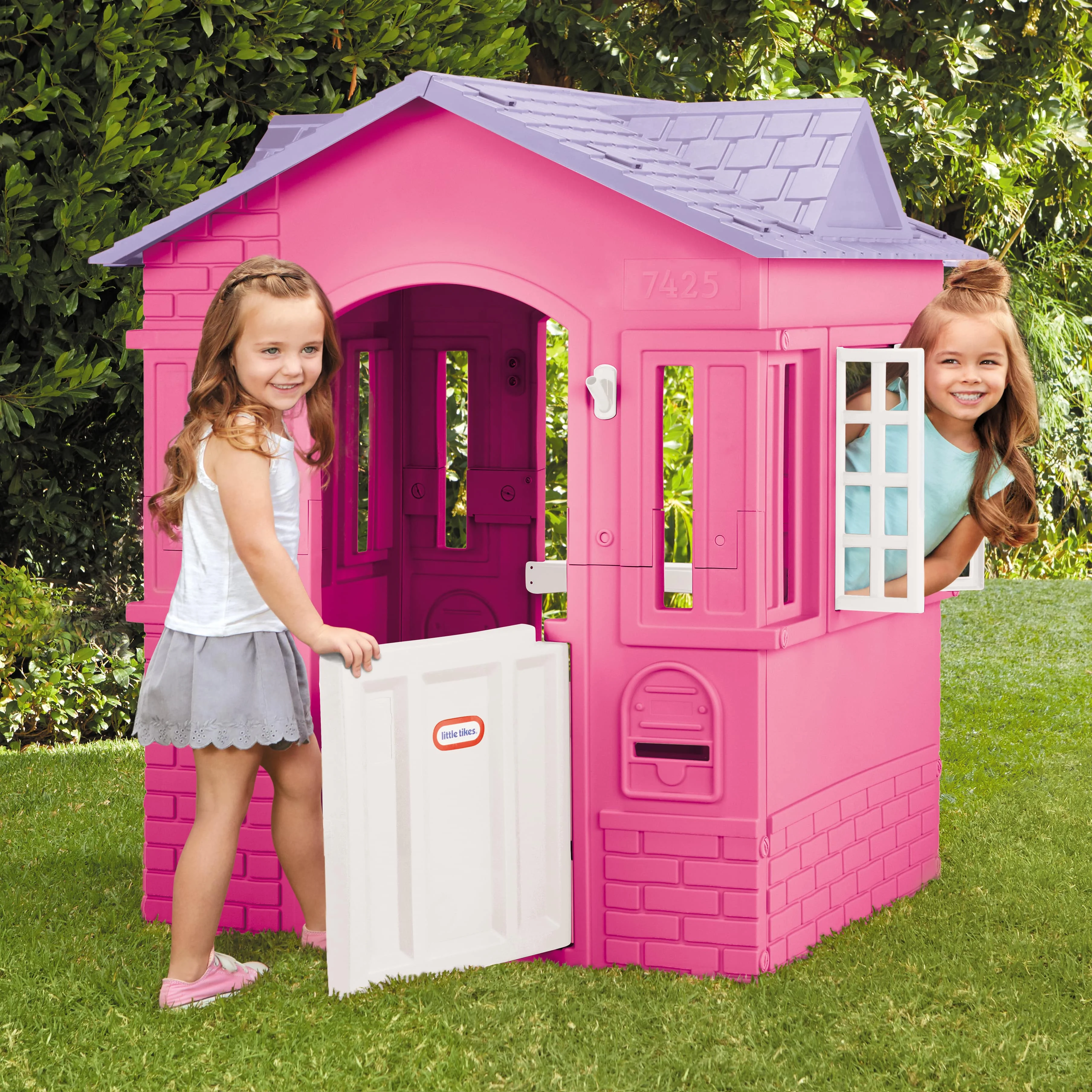 Little Tikes Cape Cottage House, Pink - Pretend Playhouse with Working Doors, Window Shutters, and Flag Holder, for Kids 2-8 Years Old