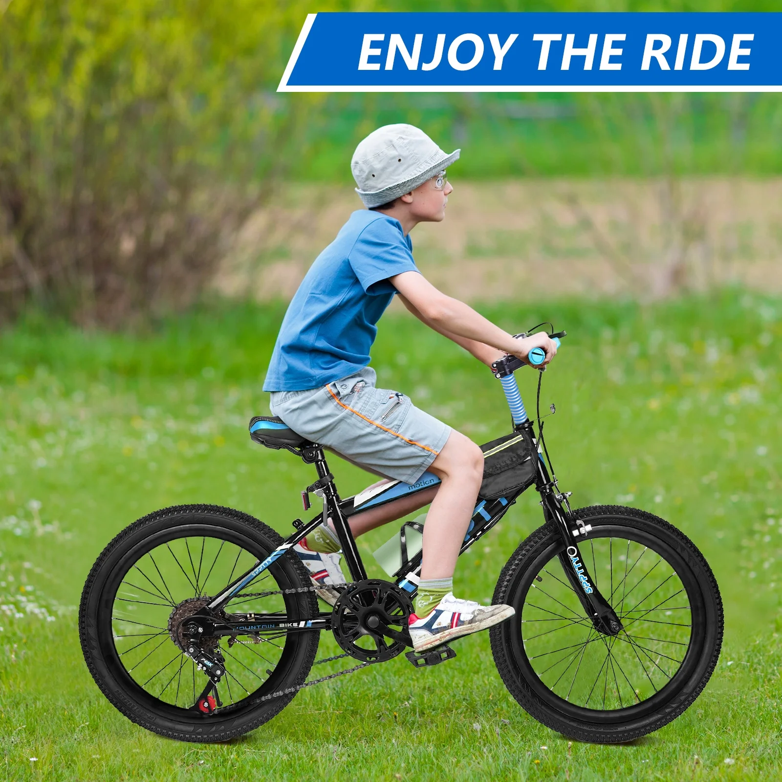 SPPTTY 20-24 inch Bike,6-Speed Mountain Bike for Men Women Boys Girls,Comfort Saddle,Blue