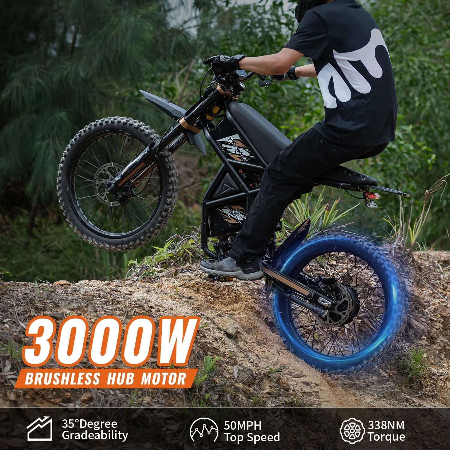 2000W Electric Dirt Bike for Adults Ridingtimes GT73 UL2849,Brushless Hub Motor,18.2AH*2 Electric Bike with 25\