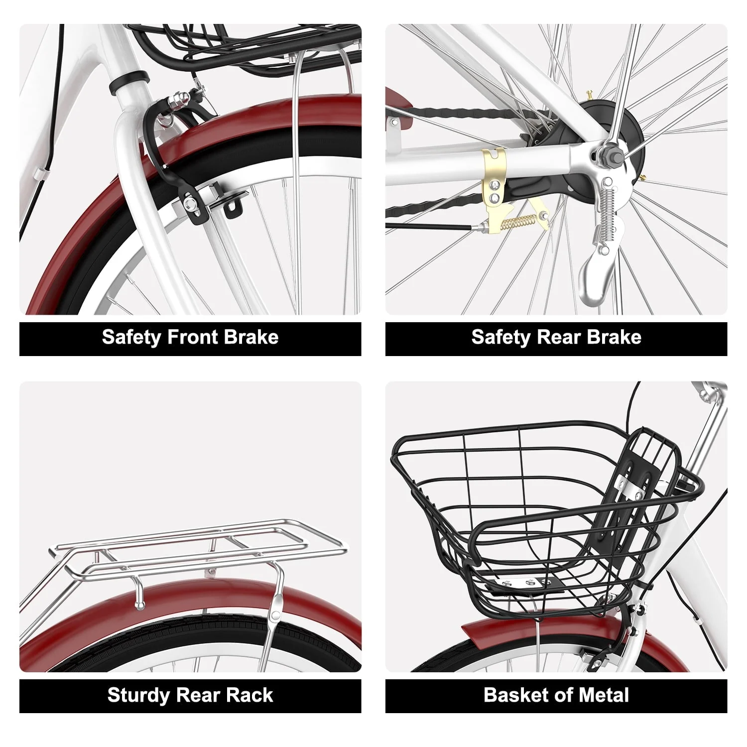 ARVAKOR 26 Inch Women Bike, Classic Bicycle Retro Bicycle, Cruiser Bike, White