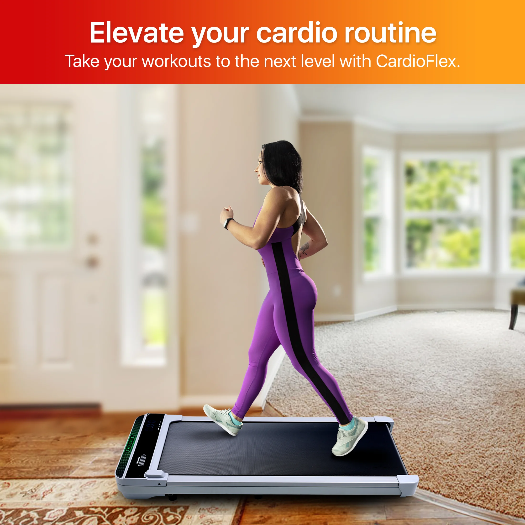 Cardio Flex Folding Treadmill Running Machine Dual Display Screen, 220 lbs. Capacity