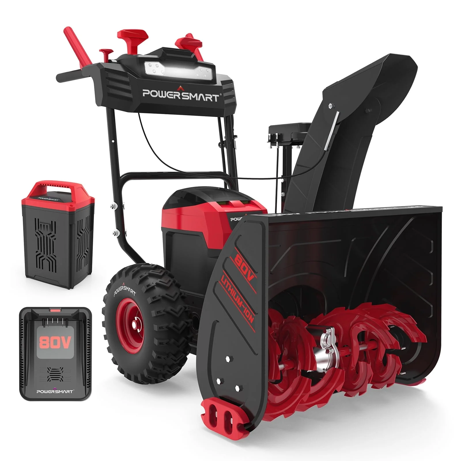 PowerSmart  24-inch 2-Stage 80V Cordless Snow Blower,Battery and Charger Included ,DB2805RB