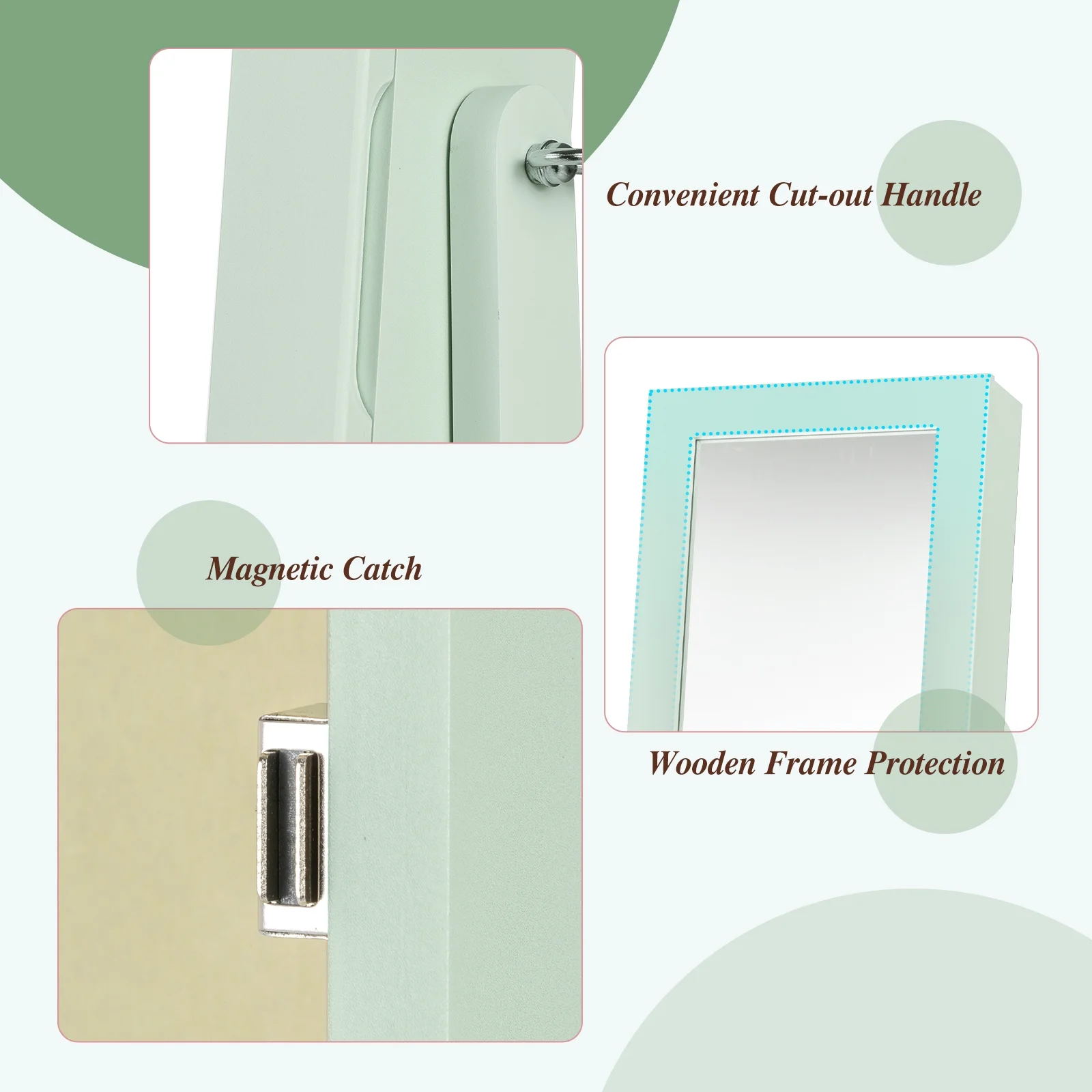 Costway Jewelry Mirrored Cabinet Armoire Organizer Storage Box w/ Stand Christmas Gift