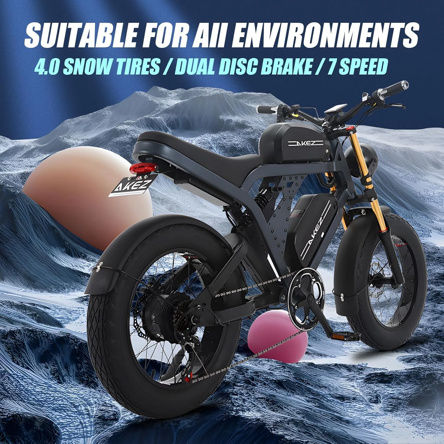Peak 3000W AKEZ Kingkong 1500W Electric Bike,31MPH Electric Dirt Bike for Adults,48V41A Dual Removable Battery Mountain Ebike,20'' Fat Tire Ebike,7Speed,Hydraulic Brake