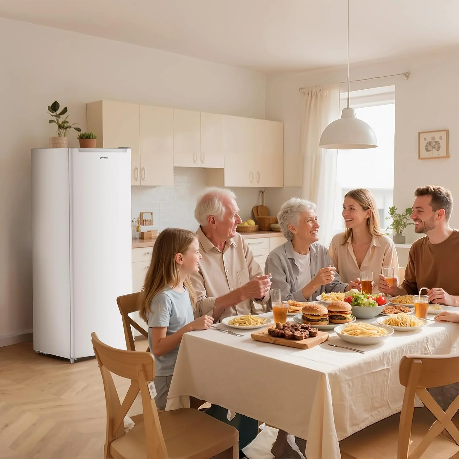 Upstreman 7.0 Cu.Ft Upright Freezer Convertible Fridge/Freezer, Garage Ready Deep Freezer with Reversible Door, UP70 White