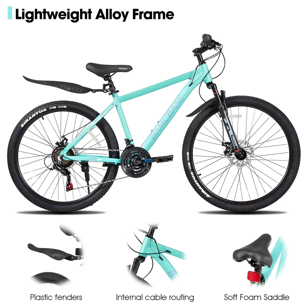HILAND 26 Inch Mountain Bike, Mens and Womens Aluminum Frame MTB with 21 Speeds, Dis Brake, Hardtail Bicycle for Adults