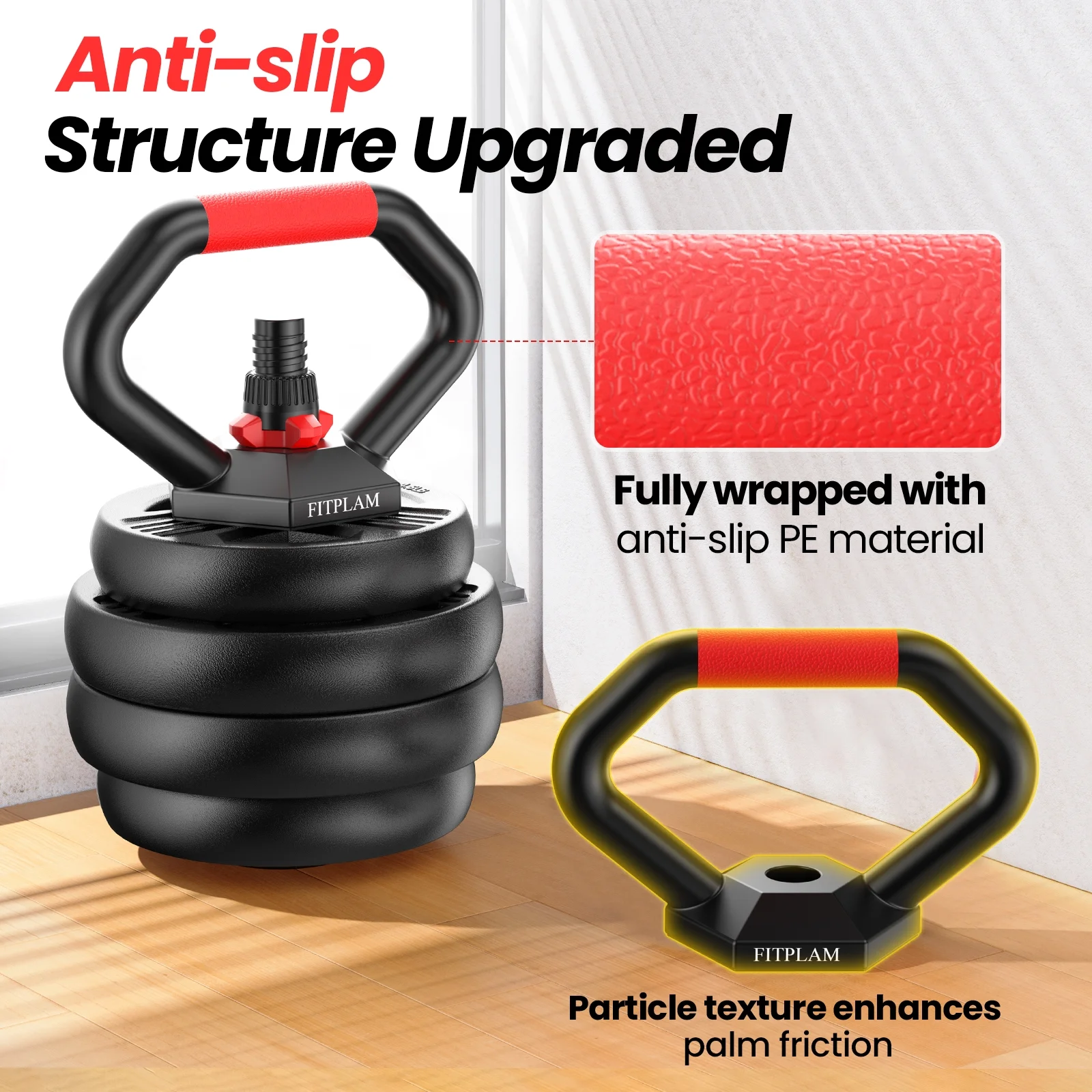 UPGO Adjustable Dumbbells, 70lbs Free Weight Set with Connector, 6 in1 Dumbbells Set as Barbell, Kettlebells, Push up Stand, Fitness Exercises for Home Gym Suitable Men/Women