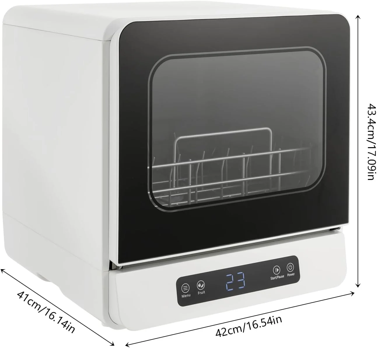 3-in-1 Countertop Dishwasher with 5 Washing Modes, Portable Mini Compact Dishwashers with Digital Control Panel, 590W, 16.14 * 16.54 * 17.09 in, ABS