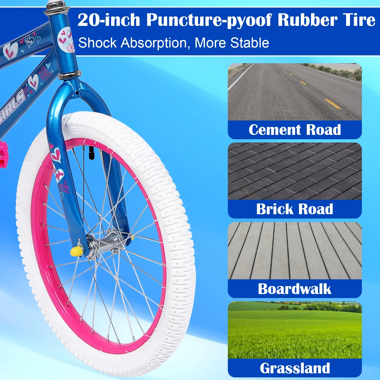 Vebreda 20 Inch Kids Bike Bicycle for 8-12 Years Old Kids,Blue