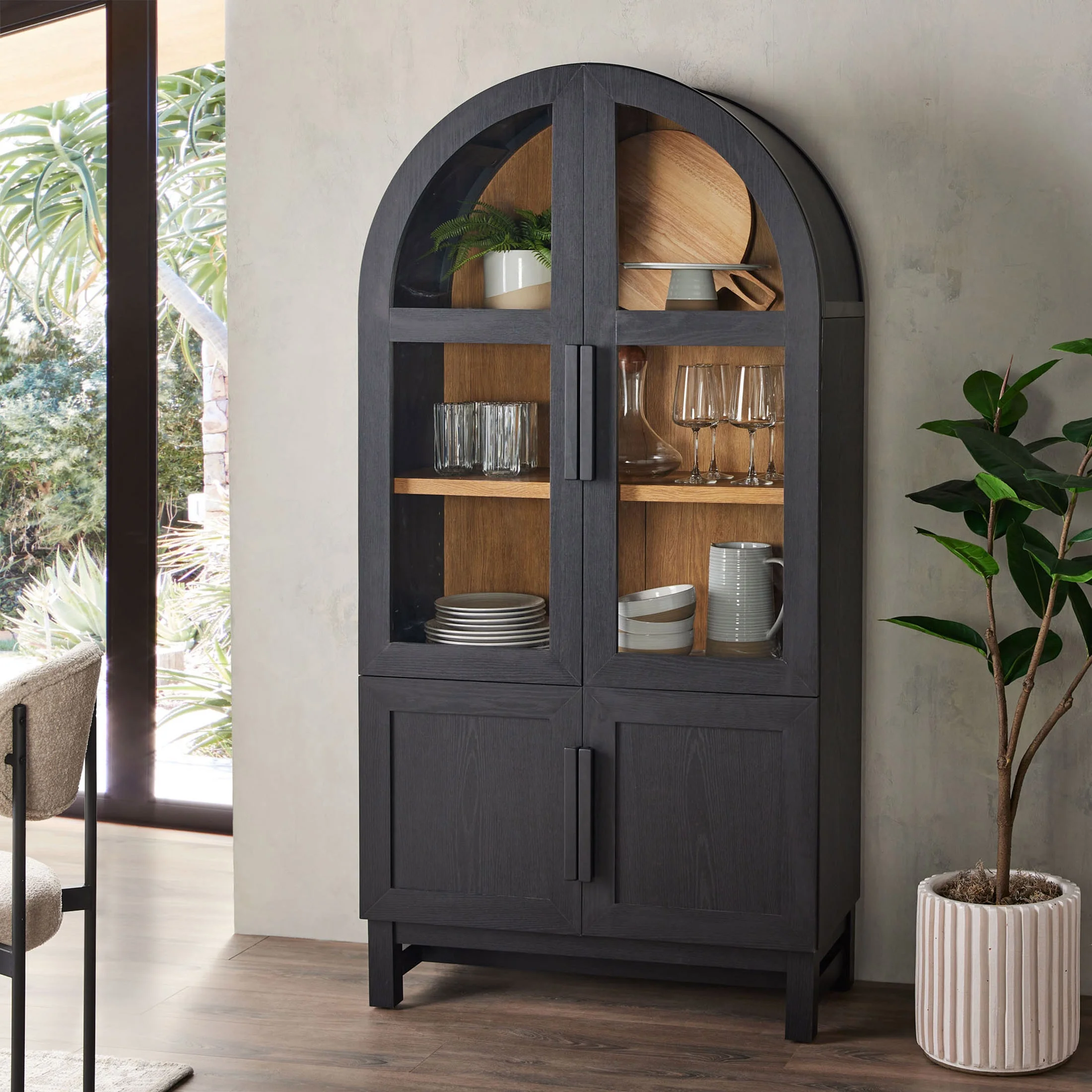Better Homes & Gardens Juliet Kitchen Rounded Arch Cabinet, Rich Black