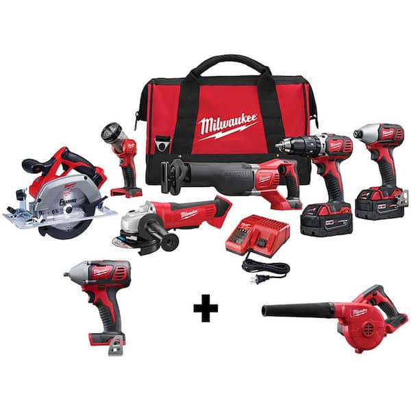 M18 18V Lithium-Ion Cordless Combo Tool Kit (6-Tool) with 3/8 in. Impact Wrench and Blower