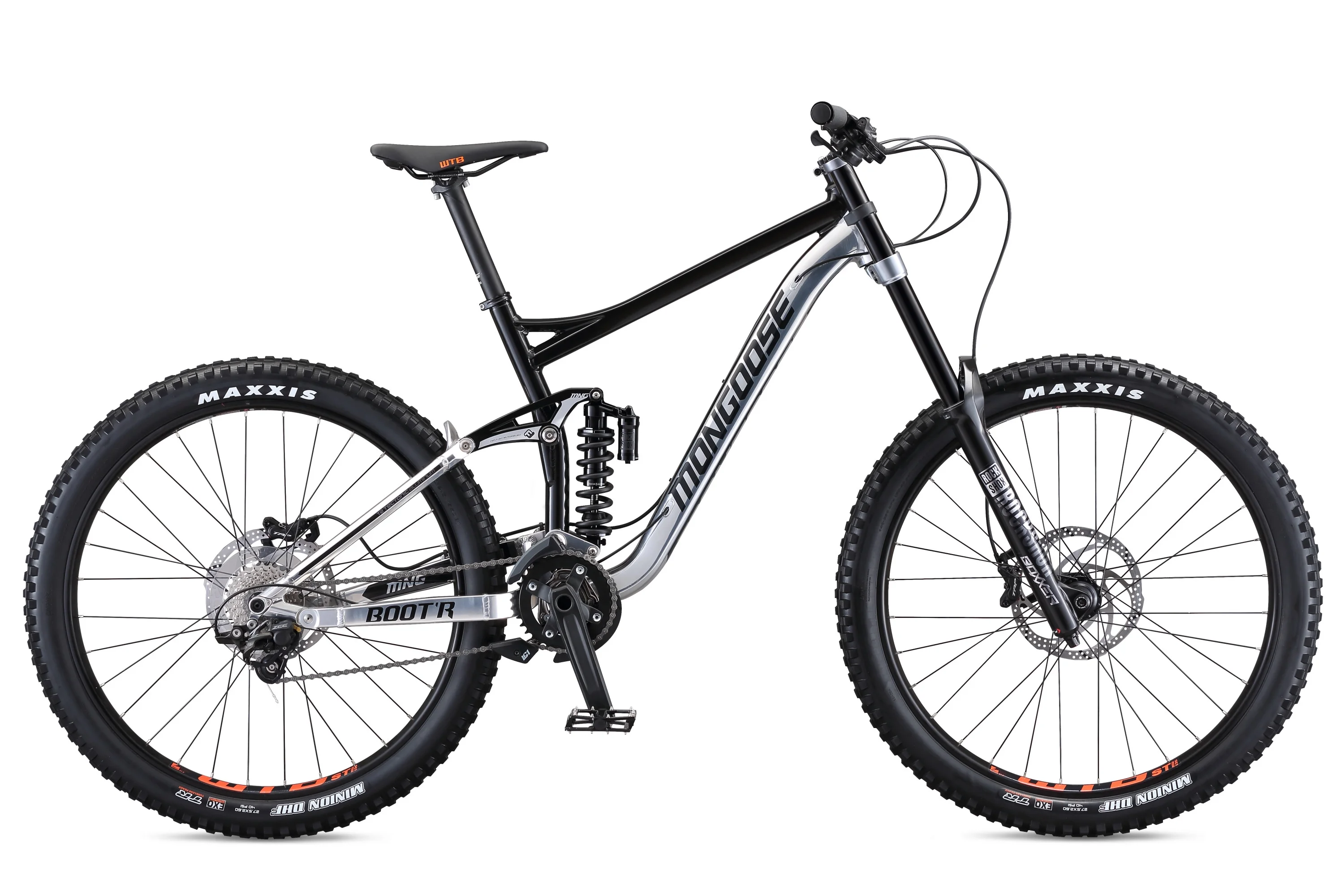 Mongoose Boot'R Adult Unisex 27.5-in. Medium Full-Suspension Mountain Bike, Black