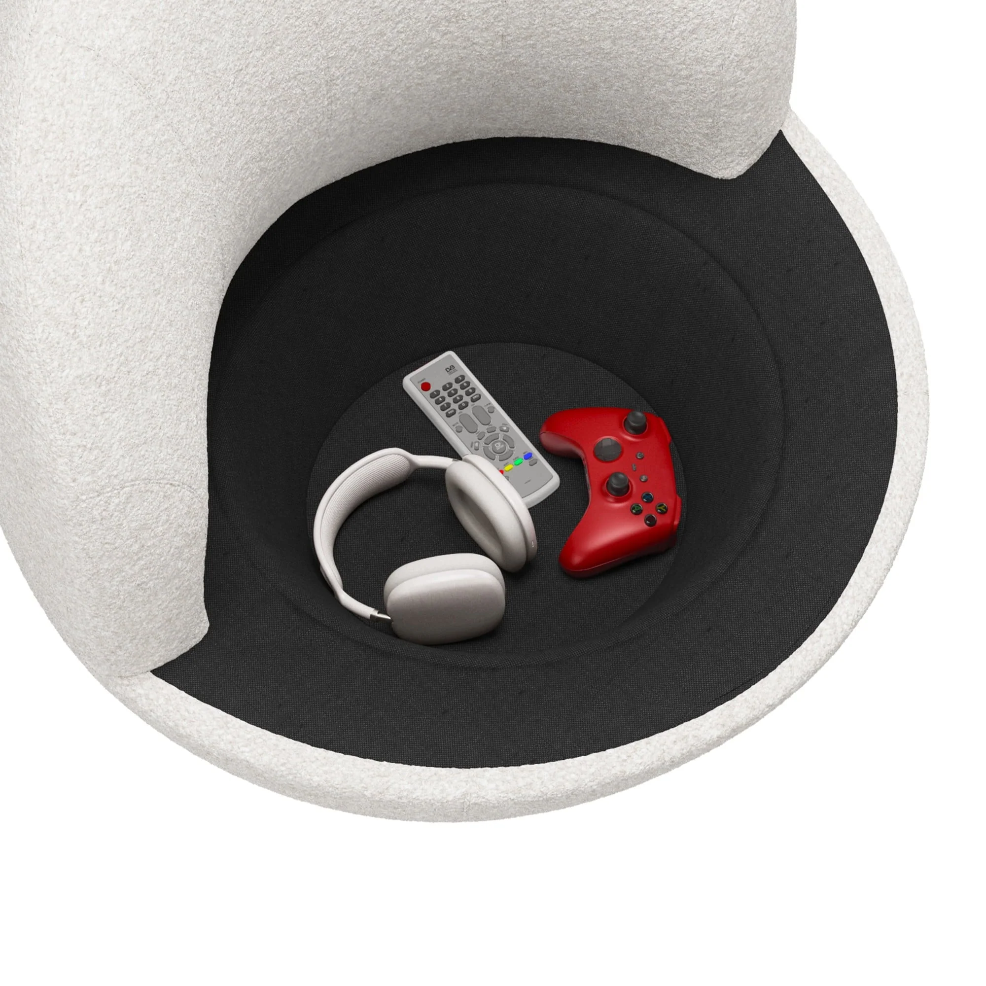 Hillsdale Boulder Upholstered Swivel Storage Chair, Ash White