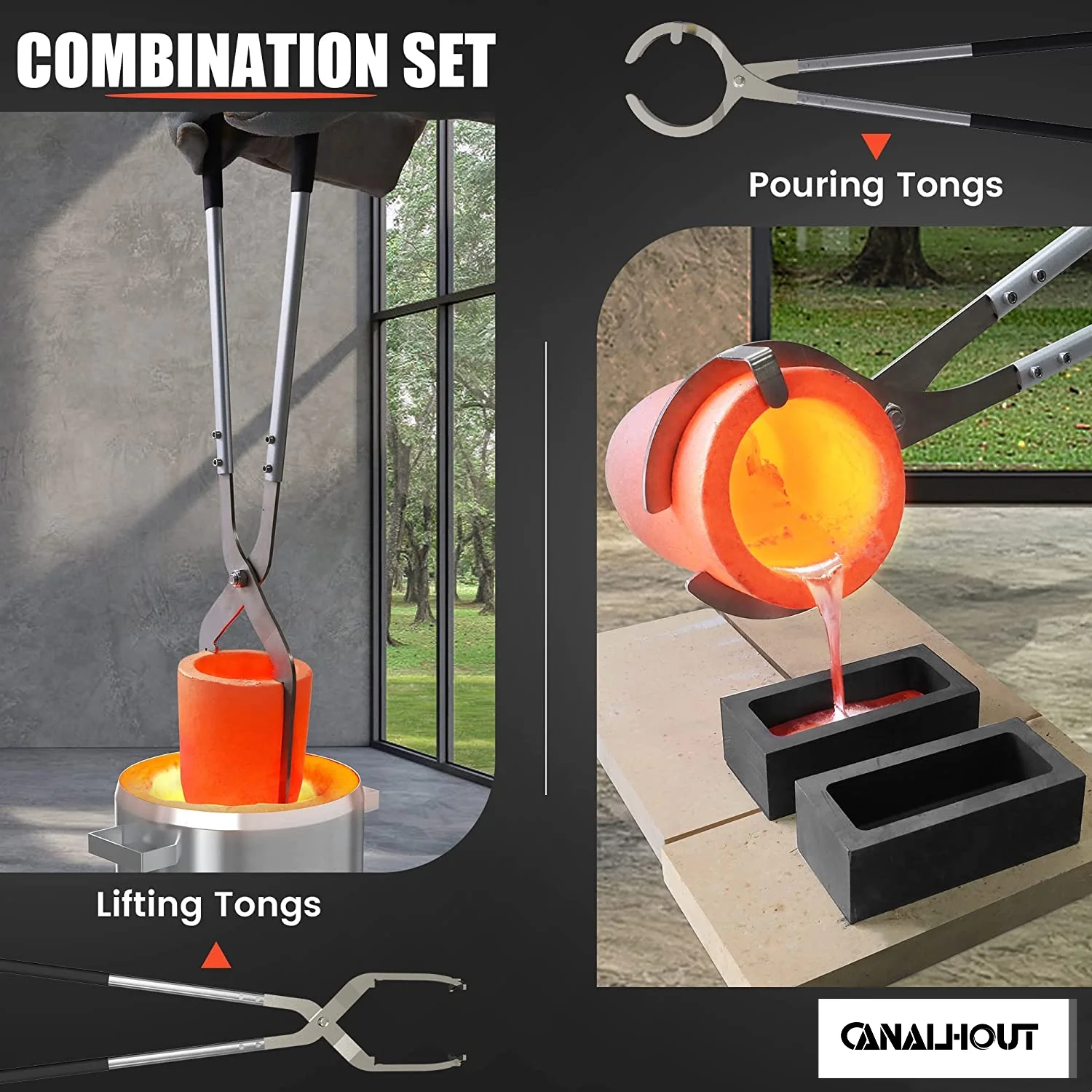 7KG Propane Melting Furnace Kit with Two Tongs and Crucible, All New Kiln Metal Foundry Furnace Smelting Gold Silver Copper Aluminum, Metal Recycle Home Smelting Casting Tool