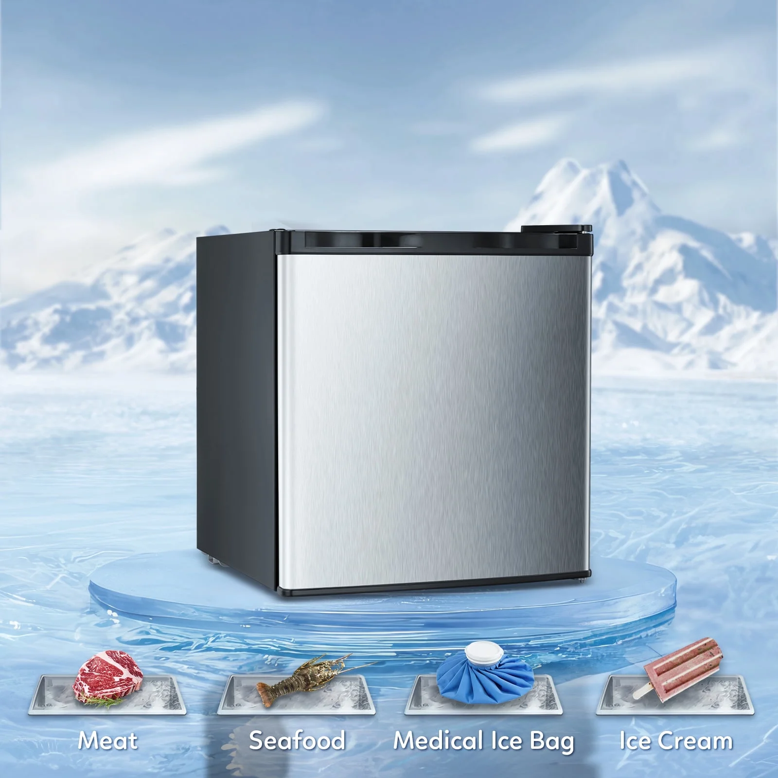 KNDKO Upright Freezer, 1.2cu.ft Mini Freezer with Adjustable Thermostat & Removable Shelves, Stand Up Freezer for Home/Office/Dorm, White